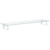  Stalak za monitor bijeli 80x20x8 cm kaljeno staklo i metal | shoptok.hr