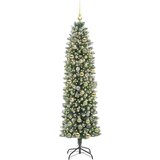 vidaXL Umetno vitko božično drevo med 300 LED Zelena in bela 180 cm | Shoptok.si