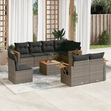 vidaXL 9-dijelni set vrtnih sofa od poliratana s jastucima sivi | shoptok.hr