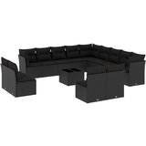  The Living Store Vrtna sedežna garnitura 14-delna z blazinami črn poli ratan - Vrtna Sedežna Garniture, (21452632) | Shoptok.si
