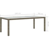  Vrtni stol sivi 190x90x75 cm od kaljenog stakla i poliratana | shoptok.hr