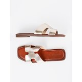 Sergio Leone Light gold flip-flops with a square toe | ePonuda.com