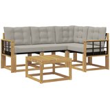 vidaXL Zunanja garnitura za sedenje 5 pcs Bela in svetlo siva, (5000281684) | Shoptok.si