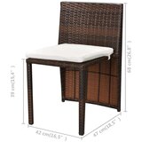 vidaXL 3-Dijelni bistro set od poliratana s jastucima smeđi | shoptok.hr