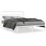vidaXL Kovinski posteljni okvir z vzglavjem bel 140x200 cm | Shoptok.si