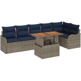 vidaXL Vrtna sedežna garnitura z blazino 7 pcs siva in mornarsko modra, (5000021068) | Shoptok.si