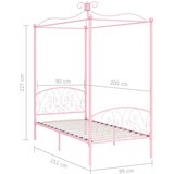vidaXL Posteljni okvir z ogrodjem za baldahin roza kovinski 90x200 cm | Shoptok.si
