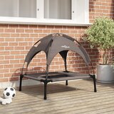 vidaXL Povišeni krevet za pse Smeđi Metal 76 x 62 x 70.5 cm Sklopiv | shoptok.hr