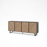 Marckeric Črna/v naravni barvi komoda v hrastovem dekorju 201x80x40 cm Alana – | Shoptok.si