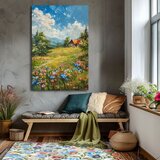  Pejzaž na slika na platnu kućica u planinama | akrilni detalji | shoptok.hr