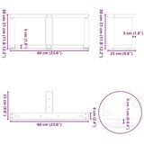  Noge za klubsko mizico v obliki črke T, 2 kosa, bele barve, 60x25x(30-31) cm, jeklo, (22123494) | Shoptok.si