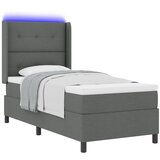 vidaXL Box Spring postelja z vzmetnico in LED temno siva 90x200 cm tkanine | Shoptok.si