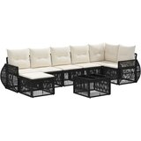 vidaXL Vrtna sedežna garnitura 8 pcs Črna in krem bela poli ratan, (5000271146) | Shoptok.si