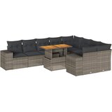 vidaXL Vrtna sedežna garnitura z blazinami 10-delna siv ratan/akacija, (21781724) | Shoptok.si
