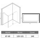 vidaXL Tuš-kabina s dvostrukim sklopivim vratima ESG 120 x 68 x 130 cm | shoptok.hr