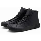 Ombre men's high-top sneakers with rubber toe - black | ePonuda.com