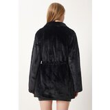  Women's Black Zipper Oversize Furry Plush Coat | Eponuda.ba