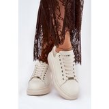 GOE Leather Women's Sneakers On Platform Beige | shoptok.hr