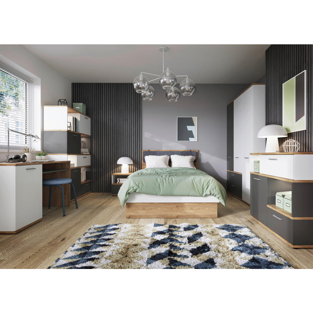 Modern Living Postelja Twenty, Barva Hrasta, Barva Grafita, 120x200cm | Shoptok.si