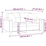  Dvosjed s jastucima crni 120 cm od mikrovlakana | shoptok.hr