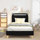  Krevet za djecu s uzglavljem Crna 90 x 190 cm tkanina | shoptok.hr