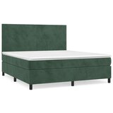  Box spring postelja z vzmetnico temno zelena 180x200 cm žamet | Shoptok.si