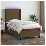 vidaXL Krevet box spring s madracem LED tamnosmeđi 90x190 cm tkanina | shoptok.hr