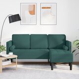 vidaXL L-oblikovana sedežna garnitura Temno zelena Trden bukov les | Shoptok.si