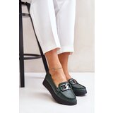 Zazoo Leather Moccasins On Platform With Decoration Dark Green 10141 | shoptok.hr