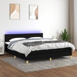 vidaXL Box spring postelja z vzmetnico LED črna 180x200 cm blago Cene