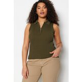 Trendyol Curve Plus Size Blouse - Green - Fitted Cene