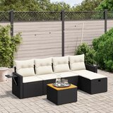 Maison Chic Seti vrtnega pohištva - Vrtna garnitura - Vrtni pohištvo set 6-delna z blazinami črna poli ratan, (21807532) | Shoptok.si