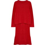 Trendyol Red Soft Textured Skirted Knitwear Bottom-Top Set Cene