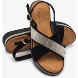 Resti Black women's eco-suede sandals with zircons Trikys | shoptok.hr