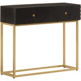 vidaXL Konzolna mizica črna 90x30x76 cm trden mangov les in železo Cene