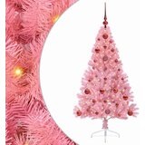 vidaXL Umjetna preddekorirana božićna jelka Roza 120 cm PVC | Shoptok.si