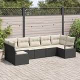 vidaXL 7-delni vrtni kavčni set z blazinami črnega poli ratana | Shoptok.si