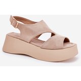 Boto Ladies Platform Sandals Eco Suede Beige Karonia | Shoptok.si