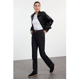 Trendyol black high waist long straight jeans Cene