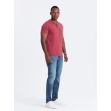 Ombre Men's T-shirt with round henley neckline - red | Eponuda.ba