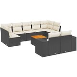  10-dijelni set vrtnih sofa s jastucima crni od poliratana | shoptok.hr