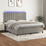 Maison Chic Box spring postelja - Vzmetna postelja z vzmetnico LED svetlo siva 160x200cm žamet SL9666, (21905470) | Shoptok.si