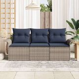 Vrtna sedežna garnitura z blazino 3 pcs Siva Poly ratan, (5000063394) | Shoptok.si