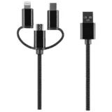 Kabel 3v1 Lightning + USB-C + microUSB 1m, (20441810)