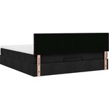 vidaXL Otomanski posteljni okvir z vzmetnico črn 180x200 cm blago | Shoptok.si