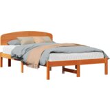  Krevetni okvir s uzglavom Ulaštena smeđa 120x190 cm Masivna borovina | shoptok.hr