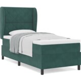 Box Postelja z vzmetnico z vzmetnico Temno zelena 90 x 190 cm Žamet, (5000128404) | Shoptok.si