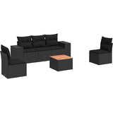  6-dijelni set vrtnih sofa s jastucima crni od poliratana | shoptok.hr
