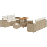 vidaXL 9-dijelni vrtni set sofa s jastucima bež, poliratan, akacija, 3-dijelni vrtni set za objedovanje s jastucima bež, poliratan, akacija Cijene