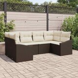  Sjedeća garnitura za vrt 6 kom. Smeđa i krem poliratan 234 x 123.5 x 69 cm | shoptok.hr